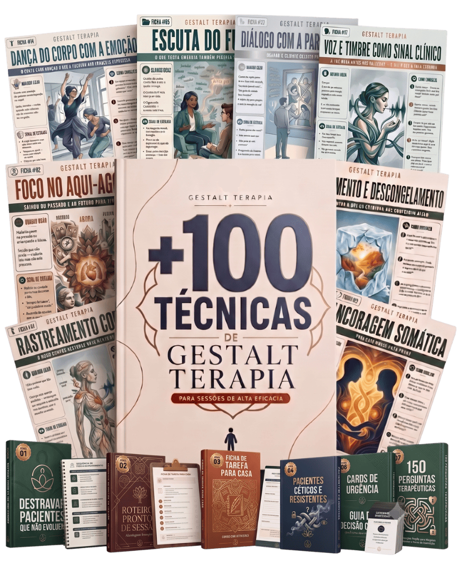 Mockup do PDF Gestalt Clínico Aplicado aberto em um tablet